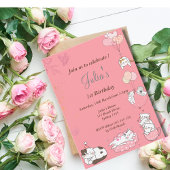 Invitation bébé rose kitty anniversaire