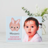 Invitation Bébé rose mignon fille photo Aqiqah (Debout devant)