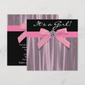 Invitation Bébé rose noir fille douche (Devant / Derrière)