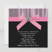 Invitation Bébé rose noir fille douche (Dos)