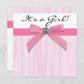 Invitation Bébé rose noir fille douche (Devant / Derrière)