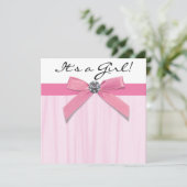 Invitation Bébé rose noir fille douche (Debout devant)