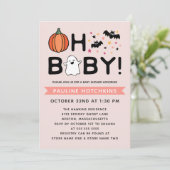 Invitation Bébé rose pâle Oh Citrouille Baby shower d'Hallowe (Debout devant)