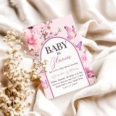 Invitation Bébé rose papillon en fleur Baby shower fille