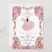 Invitation Bébé Rose Rose Floral Western Charro Quinceañera (Devant)