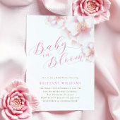 Invitation Bébé rose rose pâle dans douche fleurie