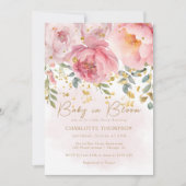 Invitation Bébé rose rose pâle dans le Baby shower fleuri (Devant)