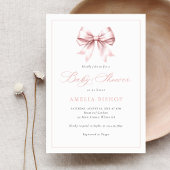 Invitation Bébé rose rousse fille Baby shower élégant