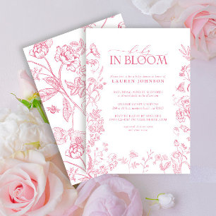 Invitation Bébé rose Victorien Floral Élégant En Fleur