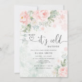 Invitation Bébé rose vif il fait froid dehors baby shower (Devant)