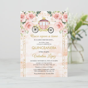 Invitation Bébé Roses Roses Princesse Cinderella Quinceañera