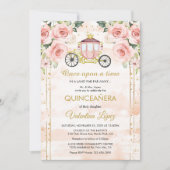 Invitation Bébé Roses roses roses Princesse Cinderella Quince (Devant)