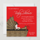 Invitation Bébé rouge léopard Douche fille (Dos)