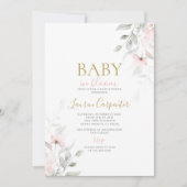 Invitation Bébé rousse en fleur Baby shower fille (Devant)