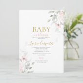 Invitation Bébé rousse en fleur Baby shower fille (Debout devant)