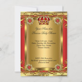 Invitation Bébé royal fille ou garçon Shower Régale Rouge Or  (Dos)
