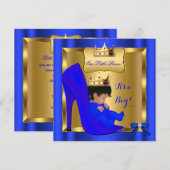 Invitation Bébé royal Prince Shower Mignon Garçon Chaussure B (Devant / Derrière)