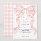 Invitation Bébé Ruban Rose Il Fait Froid Dehors Baby Shower (Devant / Derrière)