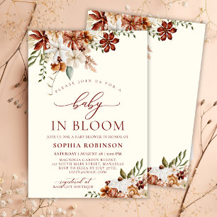 Invitation Bébé rustique en Fleur Fleur sauvage Baby shower b