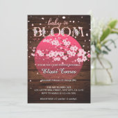 Invitation Bébé rustique en fleur Sakura cerise en fleurs (Debout devant)