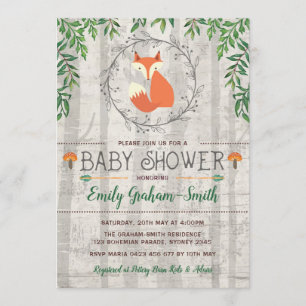 Invitation Bébé rustique Showerr de région boisée de verdure