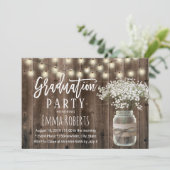 Invitation Bébé rustique souffle Floral Jar Bois Graduation (Debout devant)