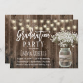 Invitation Bébé rustique souffle Floral Jar Bois Graduation (Devant / Derrière)