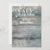 Invitation Bébé sa douche en bois rustique d'hiver (Devant)