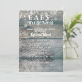 Invitation Bébé sa douche en bois rustique d'hiver (Debout devant)