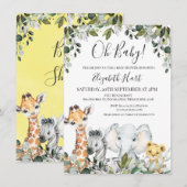 Invitation Bébé Safari Animaux avec Baby shower Lion (Devant / Derrière)