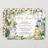 Invitation Bébé Safari Animaux en Baby shower verdoyant (Devant / Derrière)