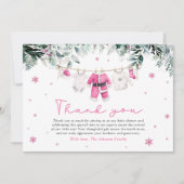 Invitation Bébé Santa Rose Noël Bébé Shower Merci (Devant)