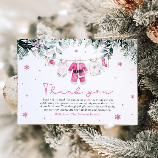 Invitation Bébé Santa Rose Noël Bébé Shower Merci