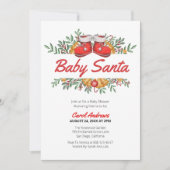 Invitation Bébé Santa Verdure Baptême de Bébé Noël (Devant)