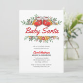Invitation Bébé Santa Verdure Baptême de Bébé Noël (Debout devant)