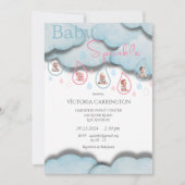 Invitation Bébé saupoudrer Baby shower bleu rose (Devant)