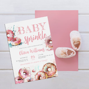 Invitation Bébé saupoudrer Baby shower fille beigne rose