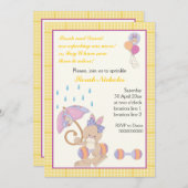 Invitation Bébé saupoudrer de la bordure jaune plaid (Devant / Derrière)