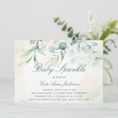 Invitation Bébé Saupoudrer Genre Neutre Eucalyptus Verdure (Debout devant)
