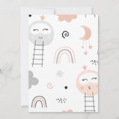 Invitation Bébé saupoudrer le chemin vers la Lune rose (Dos)