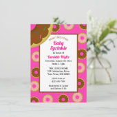 Invitation Bébé Saupoudrer Rétro Sprinkled Donuts Hot Rose (Debout devant)