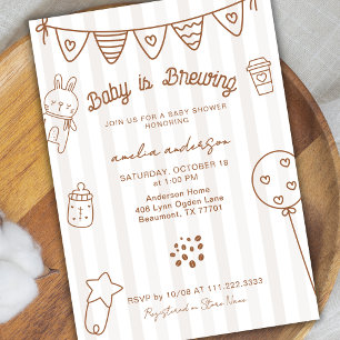 Invitation Bébé se prépare Café dessiné à la main Baby Shower