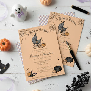 Invitation Bébé se Prépare Fête de Naissance Orange Genre Neu