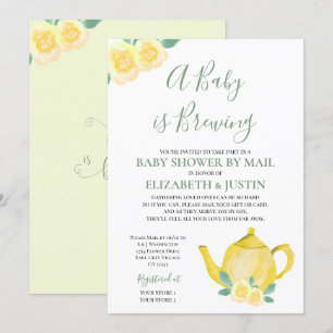 Invitation Bébé se prépare Théière jaune Baby Shower par la p