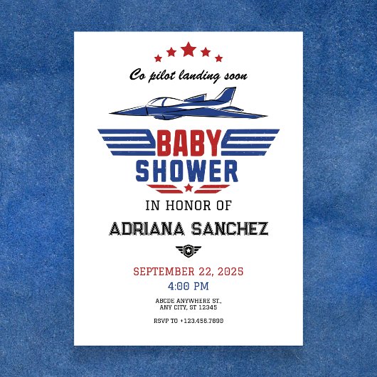 Invitation Bébé shower avion de chasse pilote