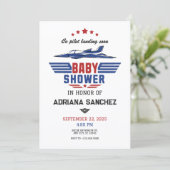 Invitation Bébé shower avion de chasse pilote (Debout devant)