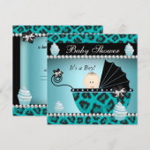 Invitation Bébé Shower Bébé Garçon Givre Cupcake Sarcelle (Devant / Derrière)