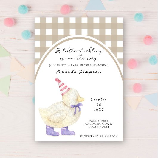 Invitation Bébé Shower Canard Chanceux