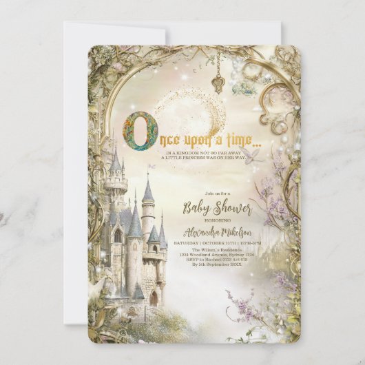 Invitation Bébé Shower Château Princesse de Conte de Fées (Devant)