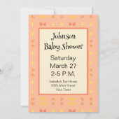 Invitation Bébé Shower Code QR Géométrique Jaune Pêche (Dos)